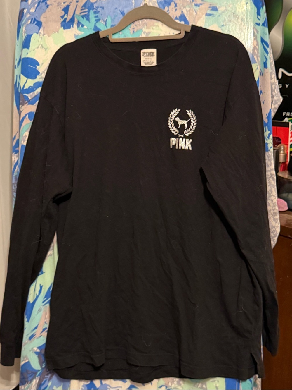 PINK Victoria's Secret Black long sleeve Logo Top